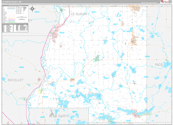 Le Sueur County, MN Wall Map